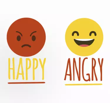 Boldog és dühös emoji falmatrica - TenStickers