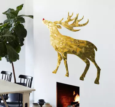 Golden Reindeer Decorative Wall Sticker - TenStickers