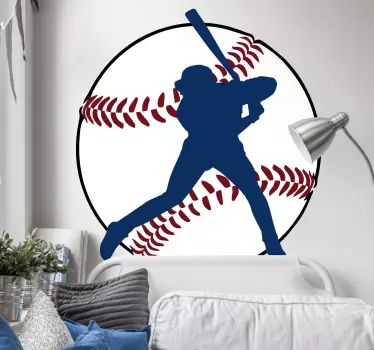 Silhouette Baseball Player Wall Sticker - TenStickers