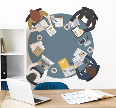 Round table office wall sticker - TenStickers