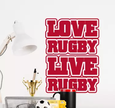 Wandtattoo love rugby live rugby - TenStickers