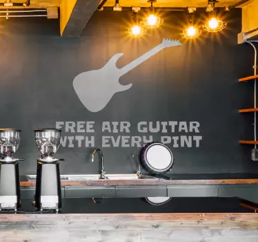 Free Air Guitar With Every Pint Wall Sticker - TenStickers