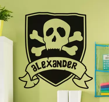 Customisable Pirate Flag Name Sticker - TenStickers