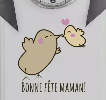 Sticker dessin oiseaux famille fête des mères - TenStickers