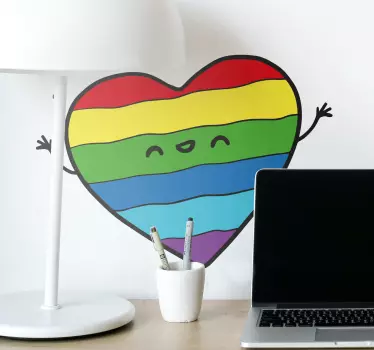 Awesome gay pride flag heart love sticker - TenStickers