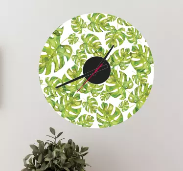 Sticker horloges plantes vertes - TenStickers