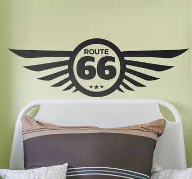 Muursticker logo Route 66 vleugels - TenStickers