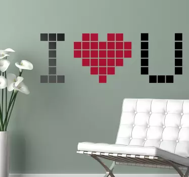I Love You Pixel Wall Sticker - TenStickers