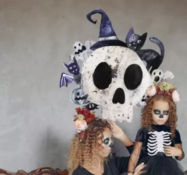 Scary skeletal skull Halloween sticker - TenStickers