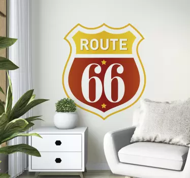 Route 66 şeytan araç yol işareti sticker - TenStickers