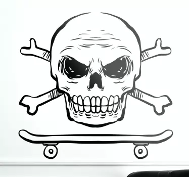 Sticker skate tête de mort - TenStickers