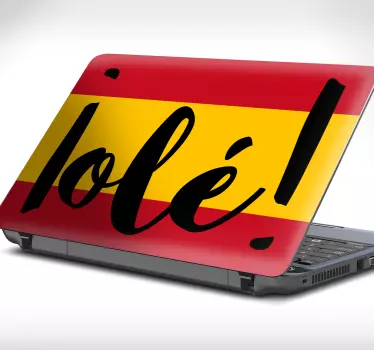 Spain Olé flag laptop sticker - TenStickers