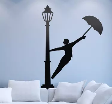 Sticker silhouette parapluie singing in rain - TenStickers