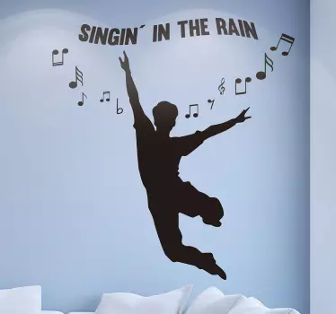 Vinil profil yağmurda şarkı söyleyen dans çıkartması - TenStickers