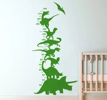 Dinozor yükseklik grafik duvar sticker - TenStickers