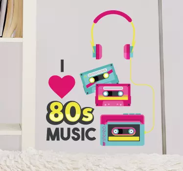 Sticker I love 80s music - TenStickers
