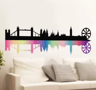 Decoratie sticker regenboog skyline Londen - TenStickers