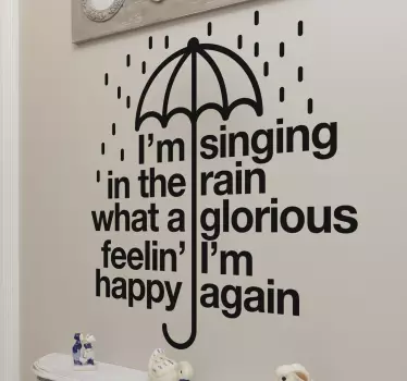 Yağmurda şarkı söylemek şarkı sözü duvar sticker - TenStickers