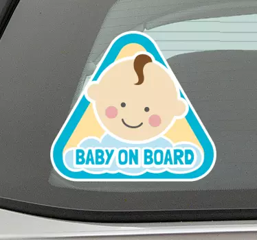 Baby on Board Cartoon Boy Car Sticker - TenStickers