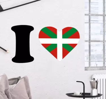 Pegatina bandera Euskadi corazón - TenVinilo