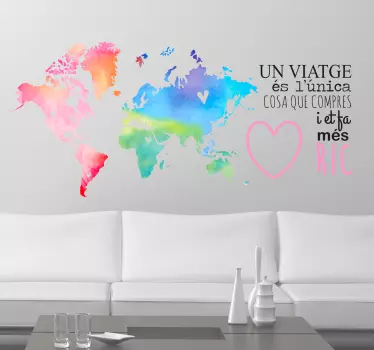 Vinulo pared mapamundi multicolor continentes - TenVinilo
