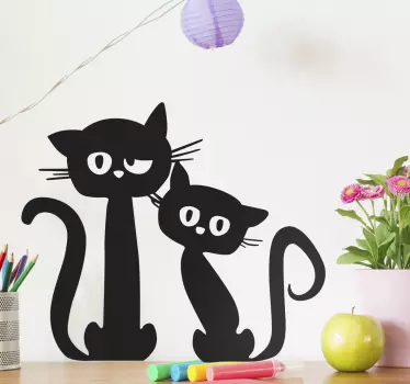 Pair of Black Cats Wall Sticker - TenStickers
