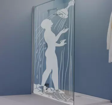 Comic silhouette  shower door sticker - TenStickers
