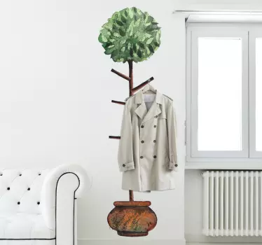 Hanger with Tree Coat Hanger Sticker - TenStickers