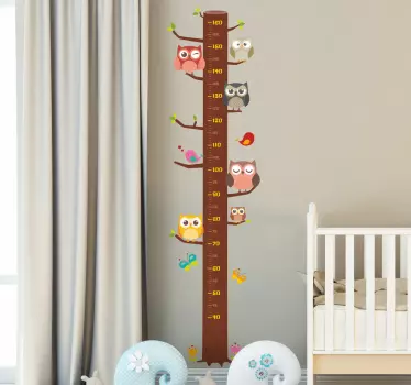 Kids Owl Height Chart Wall Sticker - TenStickers