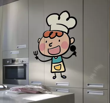 šťastný karikatura kuchař nástěnné samolepky - TenStickers