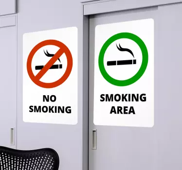 贴纸指示禁止吸烟门贴纸 - TenStickers