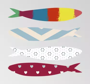 Colorful lisbon sardines wall sticker - TenStickers