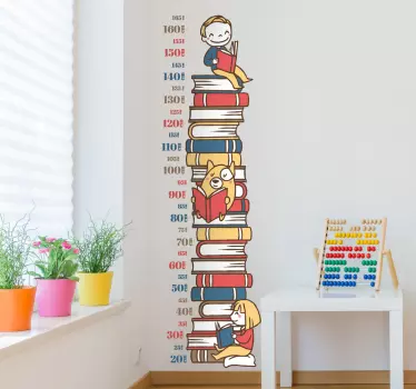 Stack of Books Height Chart Sticker - TenStickers
