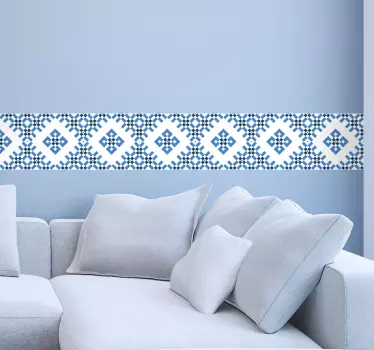 Blue and White Geometric Tile Sticker - TenStickers