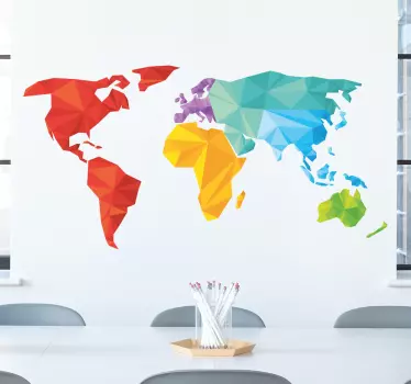Naklejka - mapa świata w kolorowych kształtach - TenStickers