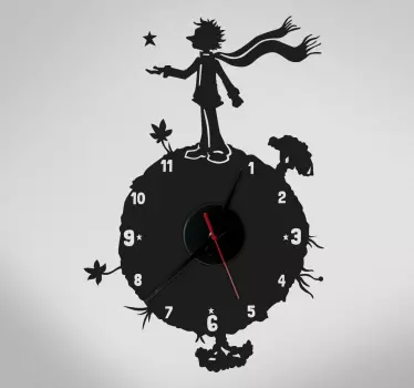 Little Prince silhouette wall clock sticker - TenStickers