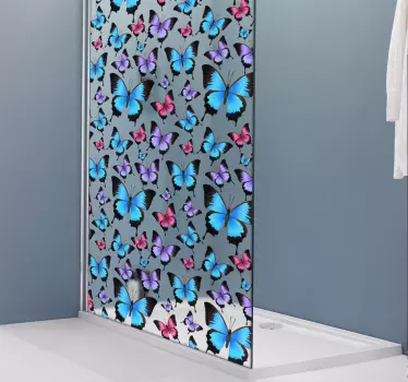 Many butterflies shower screen sticker - TenStickers