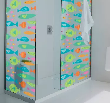 Rainbow fish shower screen sticker - TenStickers