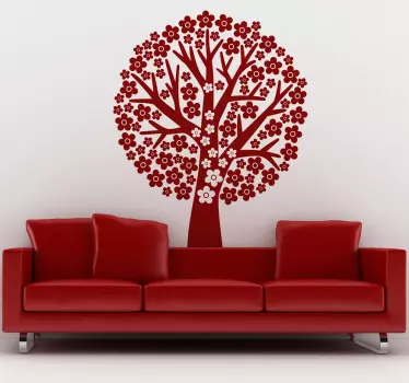 Circle Floral Tree Wall Sticker - TenStickers