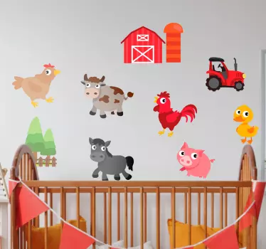 Cartoon farm animals wall sticker - TenStickers