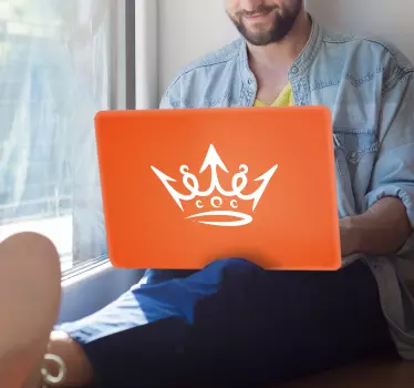 White crown laptop sticker - TenStickers