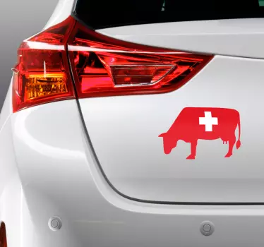 Nálepka auto kráva švýcarské vlajky - TenStickers