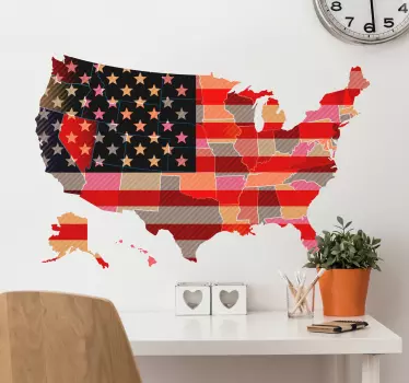 Vintage USA map wall sticker - TenStickers