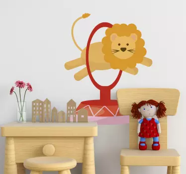 Lion Jumping Over Hoop Sticker - TenStickers