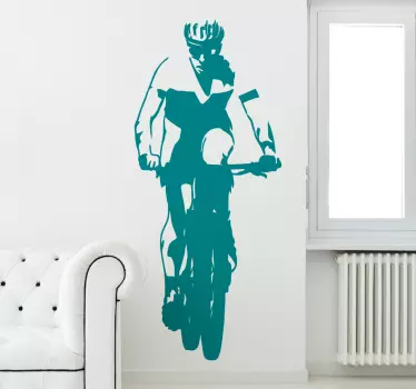 Sticker cycliste Mountain Bike en route - TenStickers