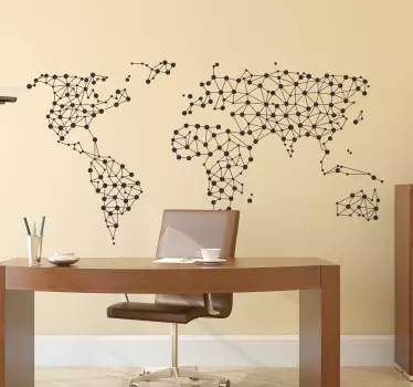 Sticker carte du monde connexions - TenStickers