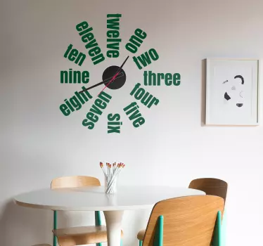 Numbers in English wall clock sticker - TenStickers