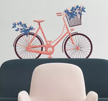 Muursticker fiets met bloemen - TenStickers