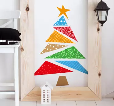 Sticker kerstboom kleuren - TenStickers