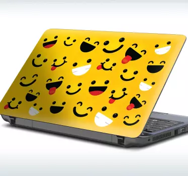 Happy face emoji laptop sticker - TenStickers